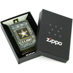 28631 Зажигалка ZIPPO US Army, латунь с покрытием Green Matte, зеленый