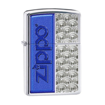 28658 Зажигалка ZIPPO Classic, латунь с покрытием High Polish Chrome, серебряный/синий