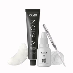Набор для окрашивания бровей и ресниц, коричневый / OLLIN VISION SET brown 20 мл