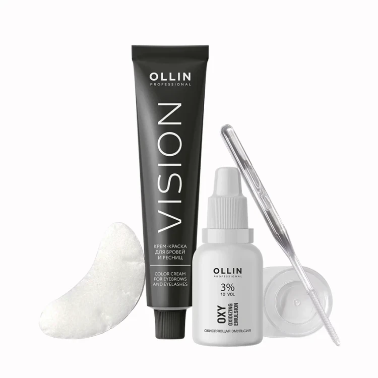 Набор для окрашивания бровей и ресниц, коричневый / OLLIN VISION SET brown 20 мл