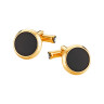 00112902 CUFF LINKS,STAINL STEEL,YG PVD, BLK ONYX MONTBLANC