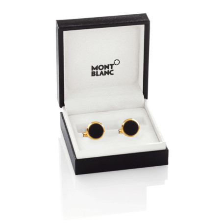 00112902 CUFF LINKS,STAINL STEEL,YG PVD, BLK ONYX MONTBLANC