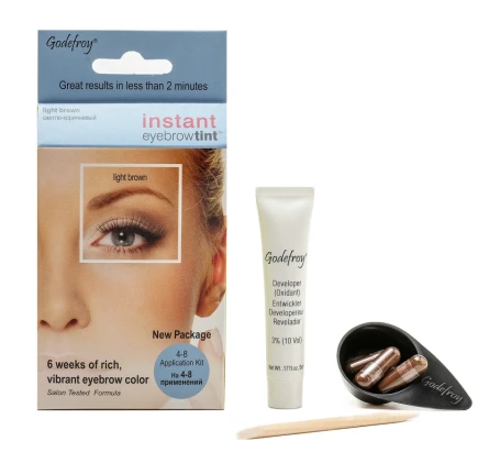 Краска-хна в капсулах для бровей с эффектом татуажа, светло-коричневый / Eyebrow Tint Light Brown 4 шт