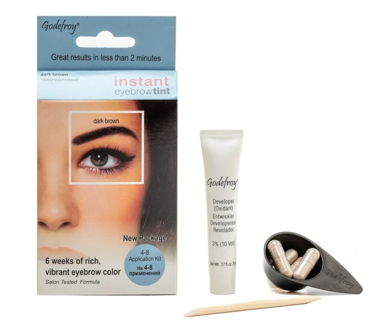 Краска-хна в капсулах для бровей с эффектом татуажа, темно-коричневый / Eyebrow Tint Dark Brown 4 шт
