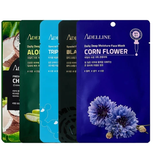 Набор тканевых масок для лица / Adelline Set Of Face Masks 10*20 гр