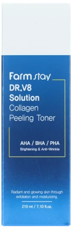 Тонер обновляющий укрепляющий с коллагеном и AHA/BHA/PHA кислотами / DR.V8 SOLUTION HYALURONIC 210 мл