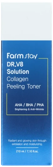 Тонер обновляющий укрепляющий с коллагеном и AHA/BHA/PHA кислотами / DR.V8 SOLUTION HYALURONIC 210 мл