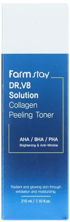 Тонер обновляющий укрепляющий с коллагеном и AHA/BHA/PHA кислотами / DR.V8 SOLUTION HYALURONIC 210 мл